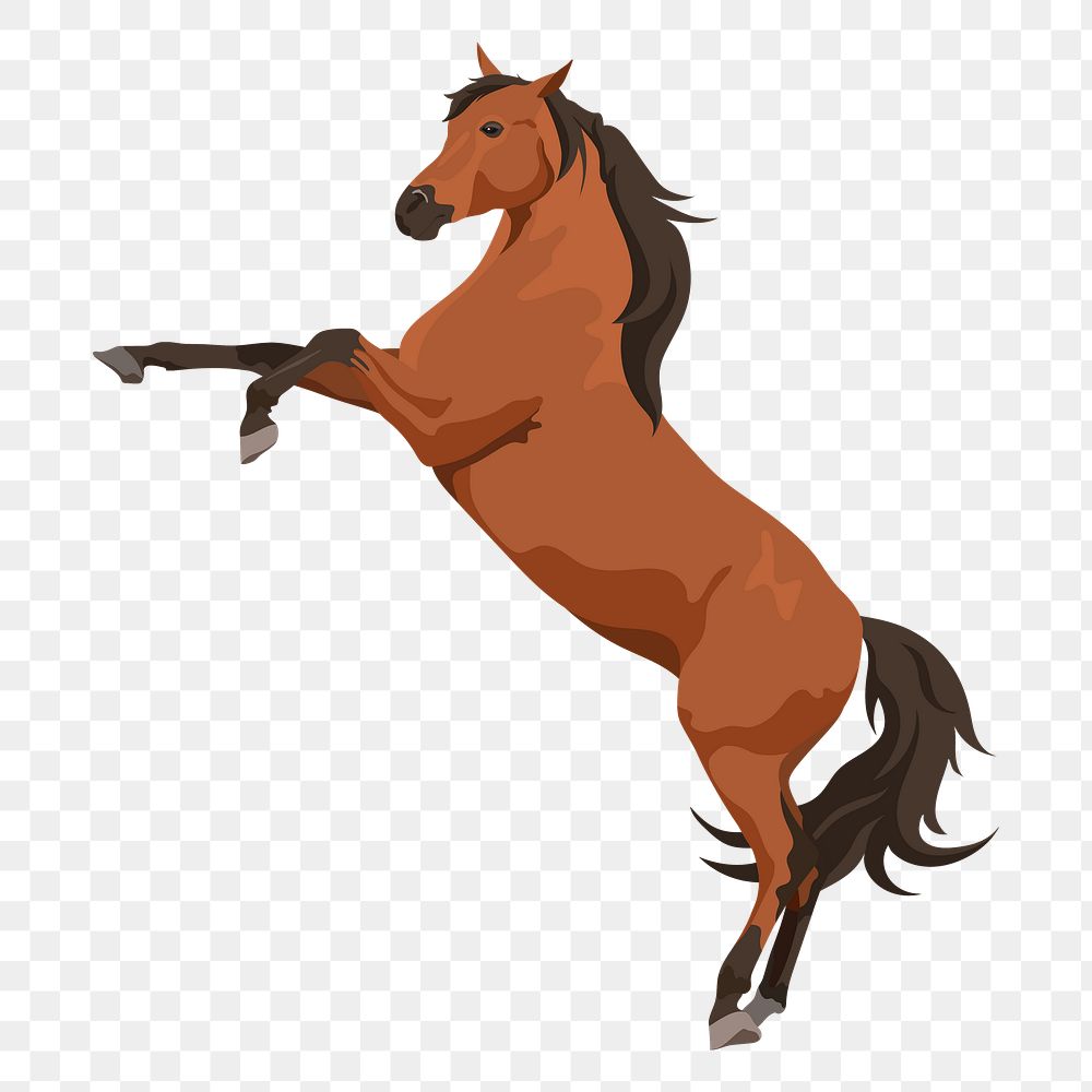 Horse png rearing sticker, animal illustration, transparent background