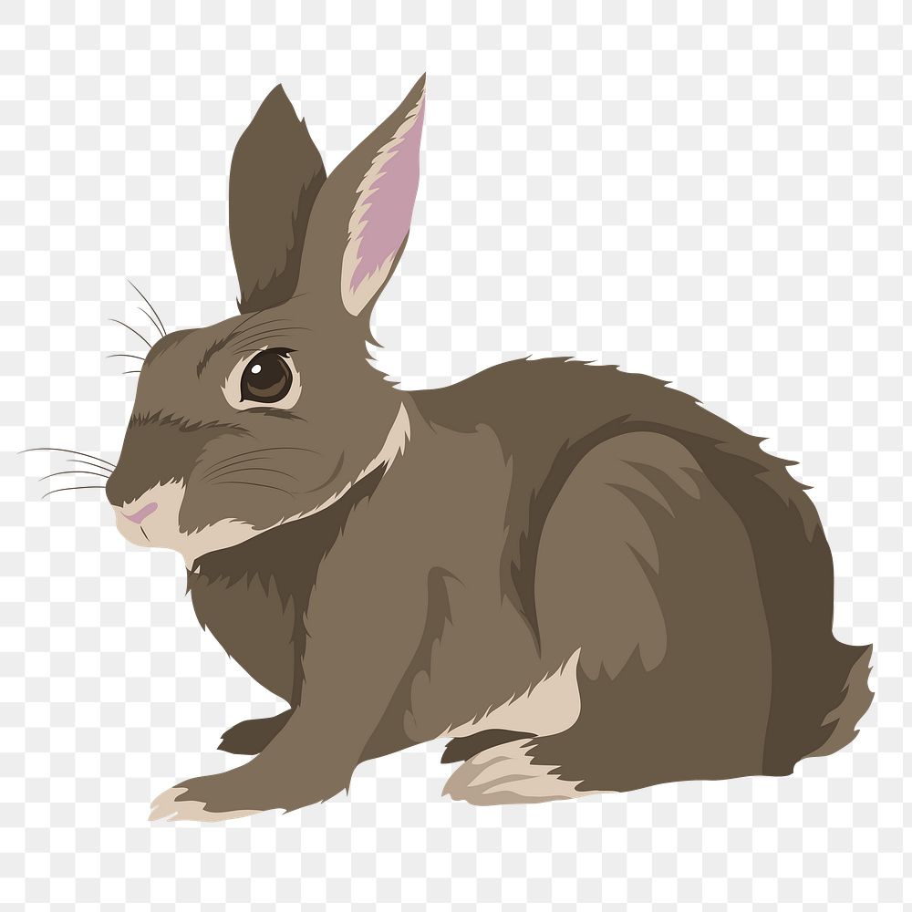 PNG brown rabbit illustration sticker, transparent background