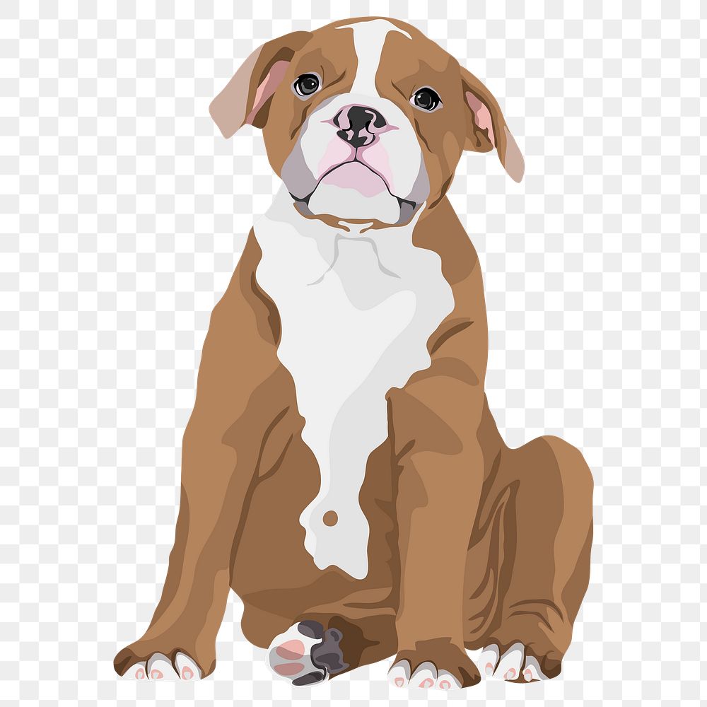 PNG pitbull dog illustration, cute animal sticker, transparent background