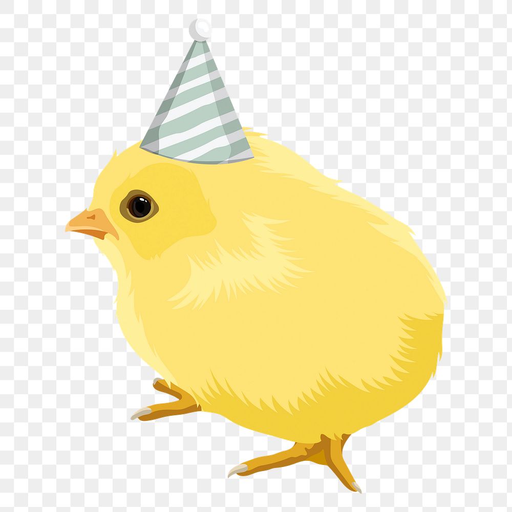 PNG baby chick in party hat illustration sticker, transparent background