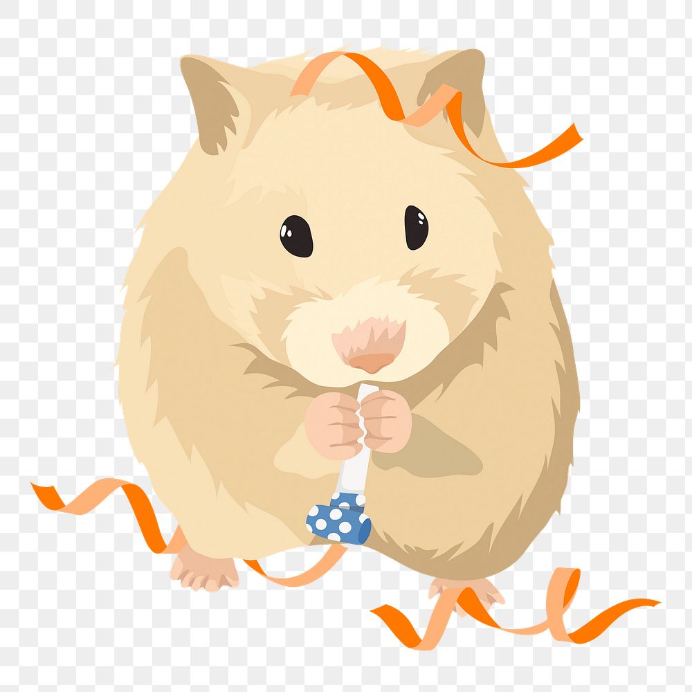Party hamster png illustration, cute pet animal, celebration sticker, transparent background