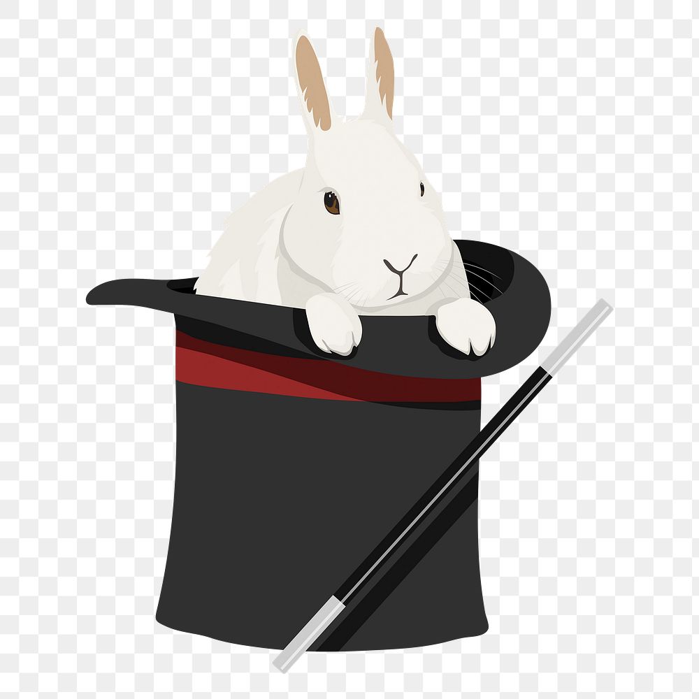 Magic trick png rabbit, entertainment illustration sticker, transparent background