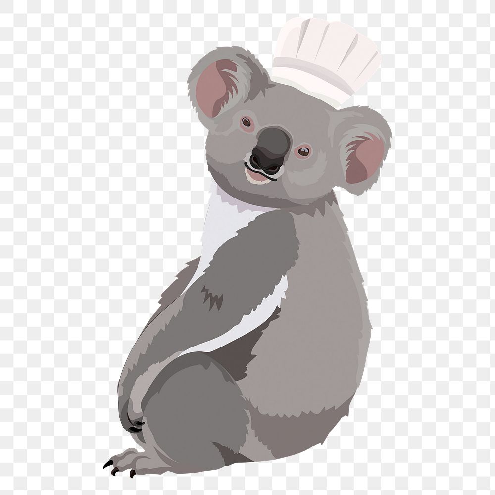 Koala chef png, Australian animal illustration sticker, transparent background