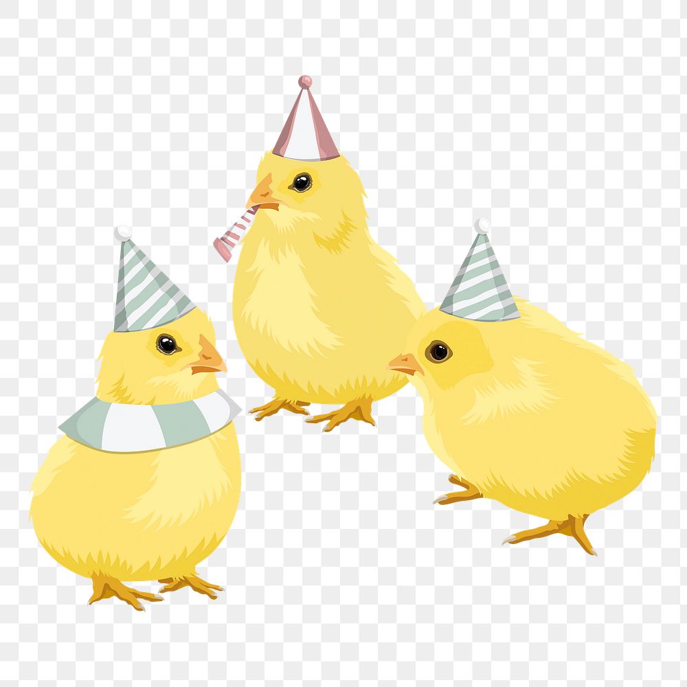 Party chicks png sticker, festive illustration clipart, transparent background