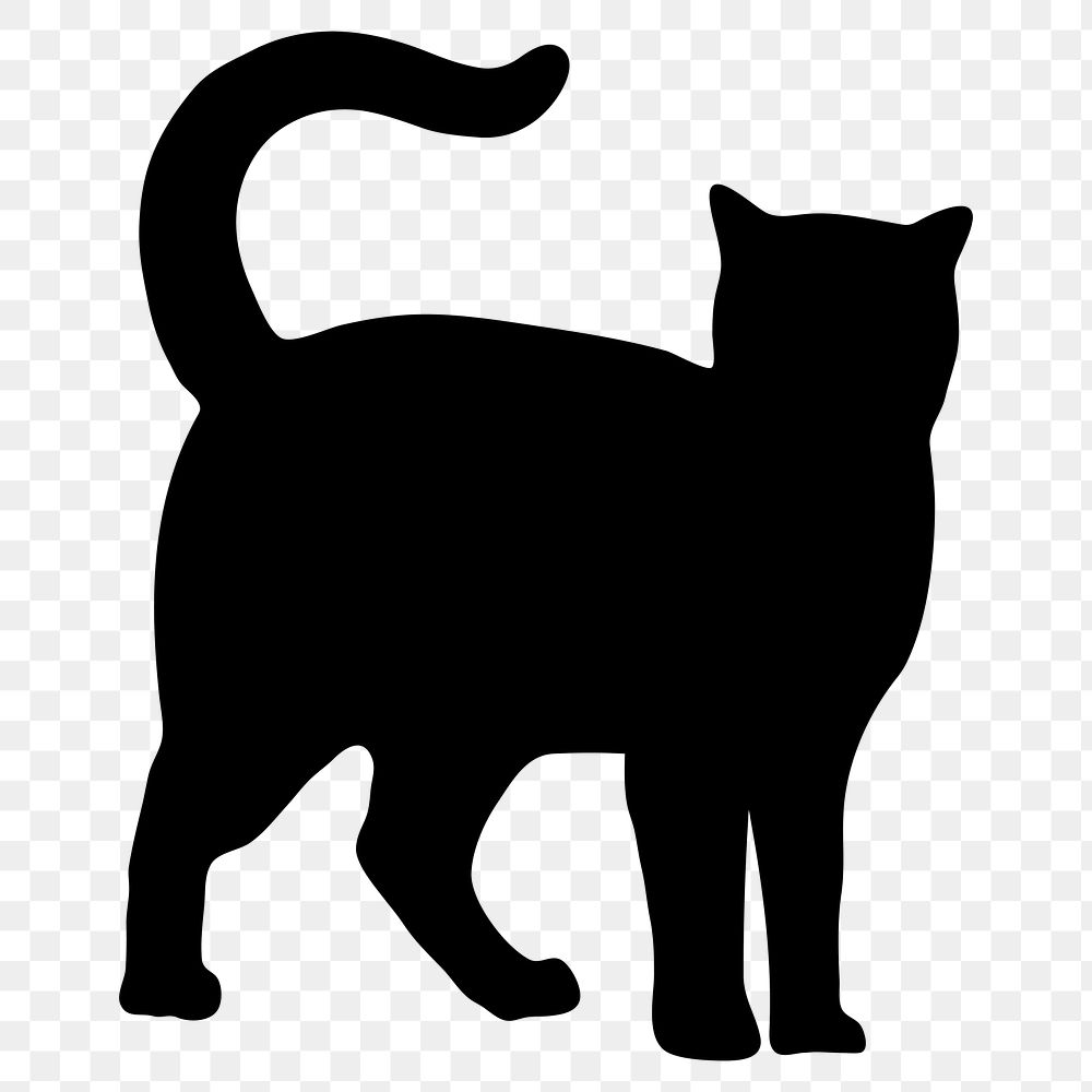 PNG cat silhouette sticker, animal illustration, transparent background