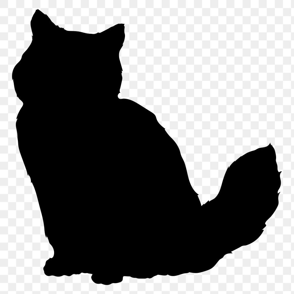 Cat png silhouette, animal illustration sticker, transparent background