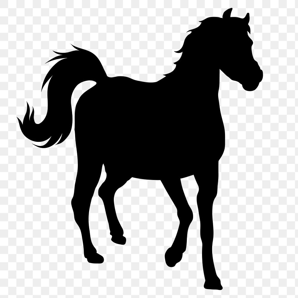 PNG horse silhouette sticker, running animal illustration, transparent background