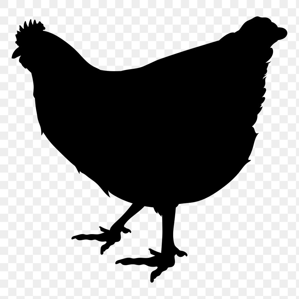 PNG chicken silhouette sticker, hen illustration, transparent background