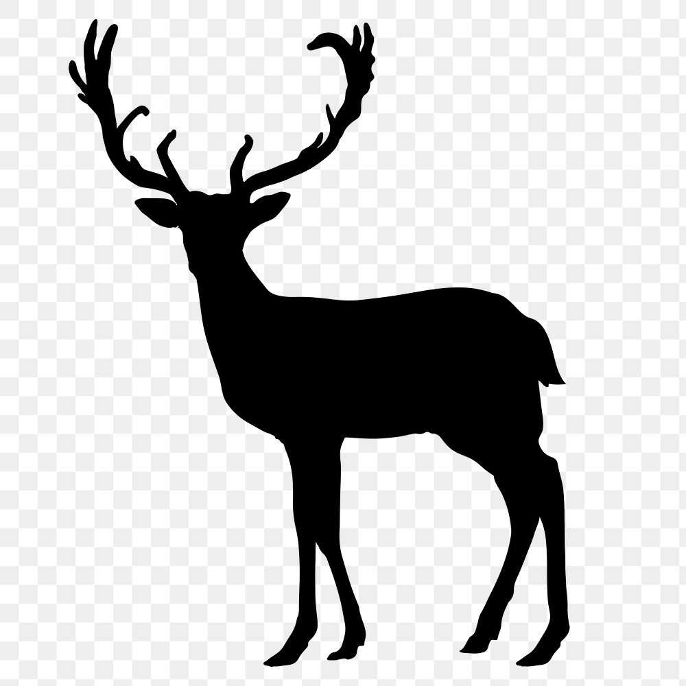 Deer png silhouette illustration, wild animal sticker, transparent background