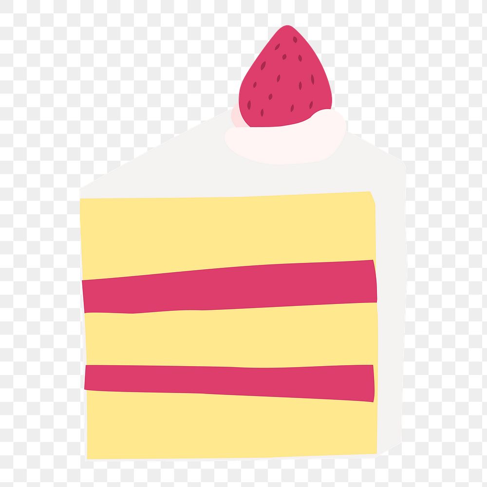 Png strawberry cake sticker, design on transparent background