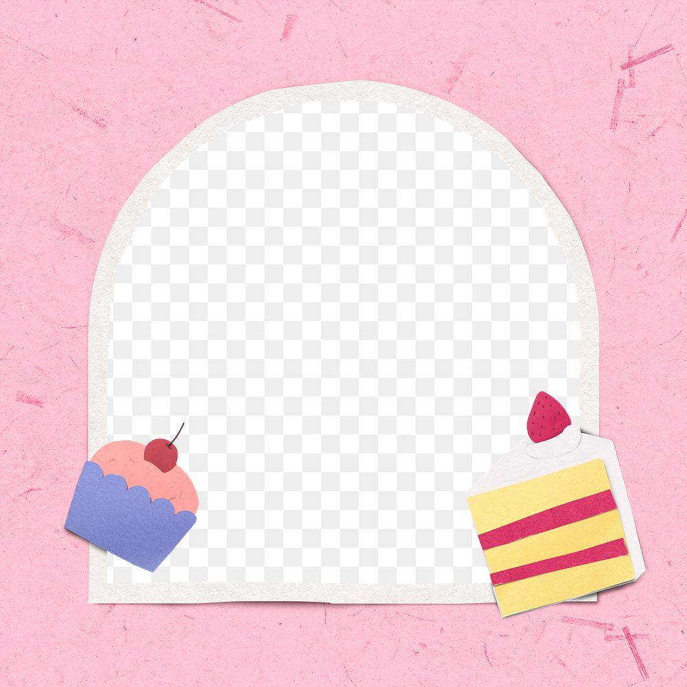 Png birthday frame, paper craft design on transparent background