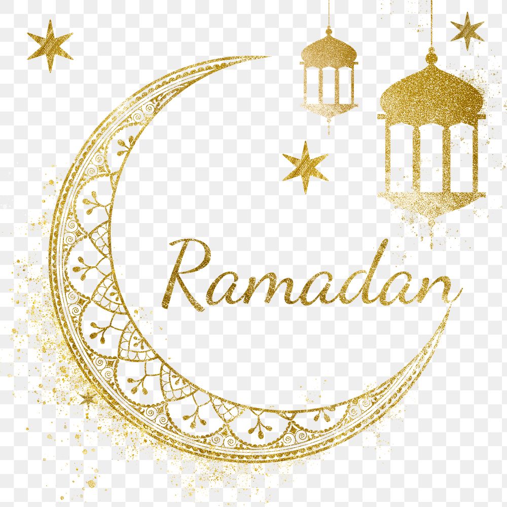 Png Ramadan typography, Islamic festival greeting on transparent background
