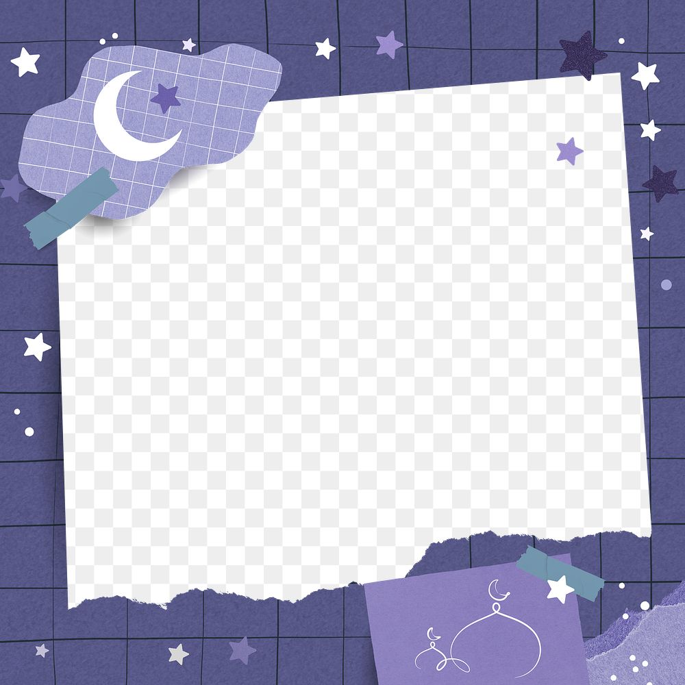Purple png frame, ripped paper design on transparent background