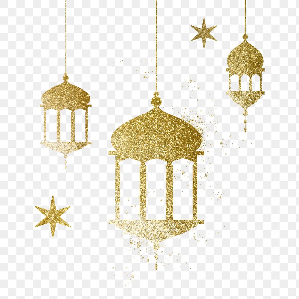 Png Ramadan sticker, lantern collage element on transparent background