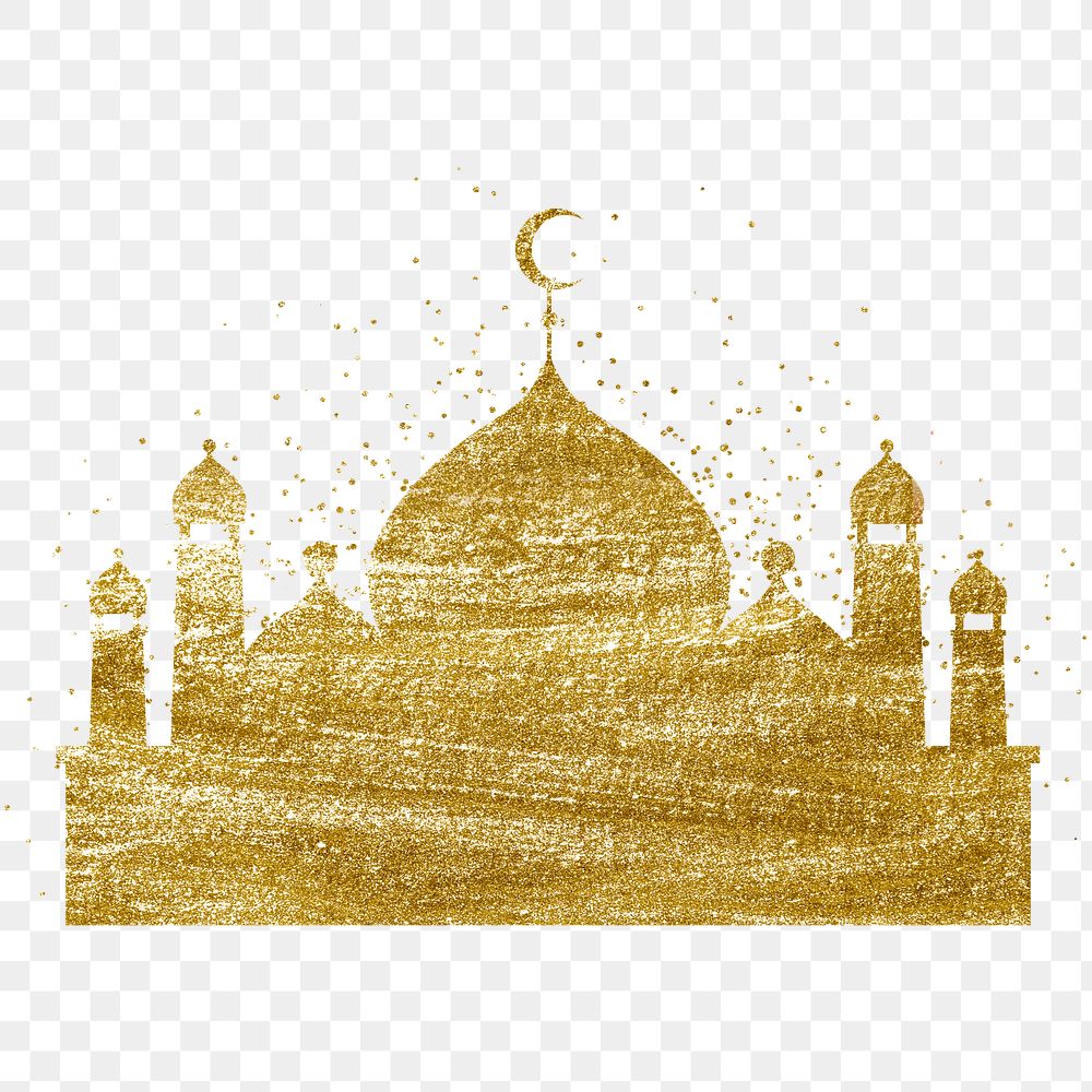 Png Ramadan sticker, mosque collage element on transparent background