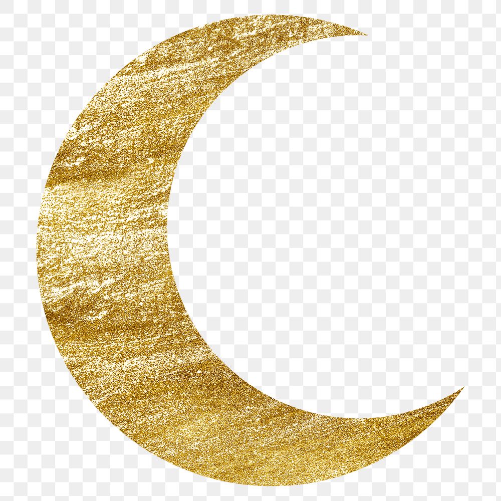 Festive gold png moon sticker on transparent background