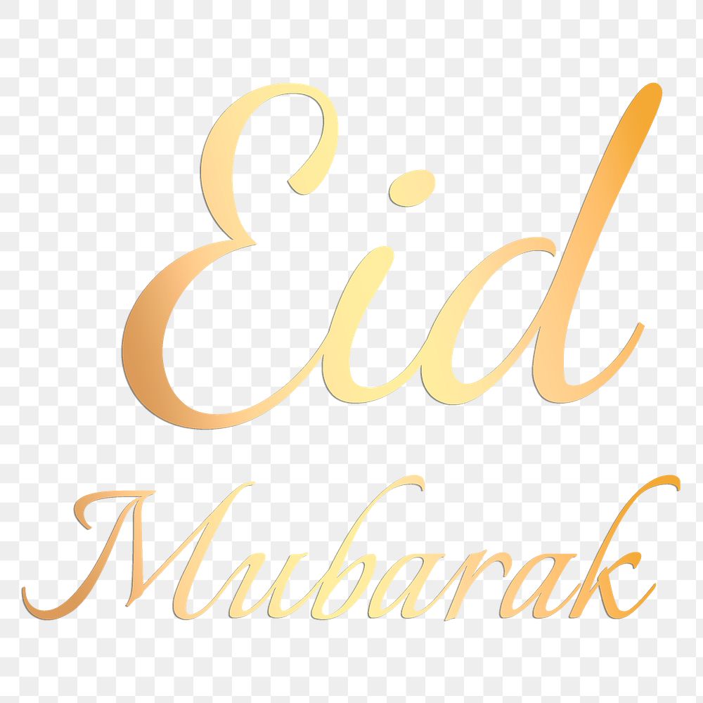 Eid Mubarak png greeting typography design on transparent background