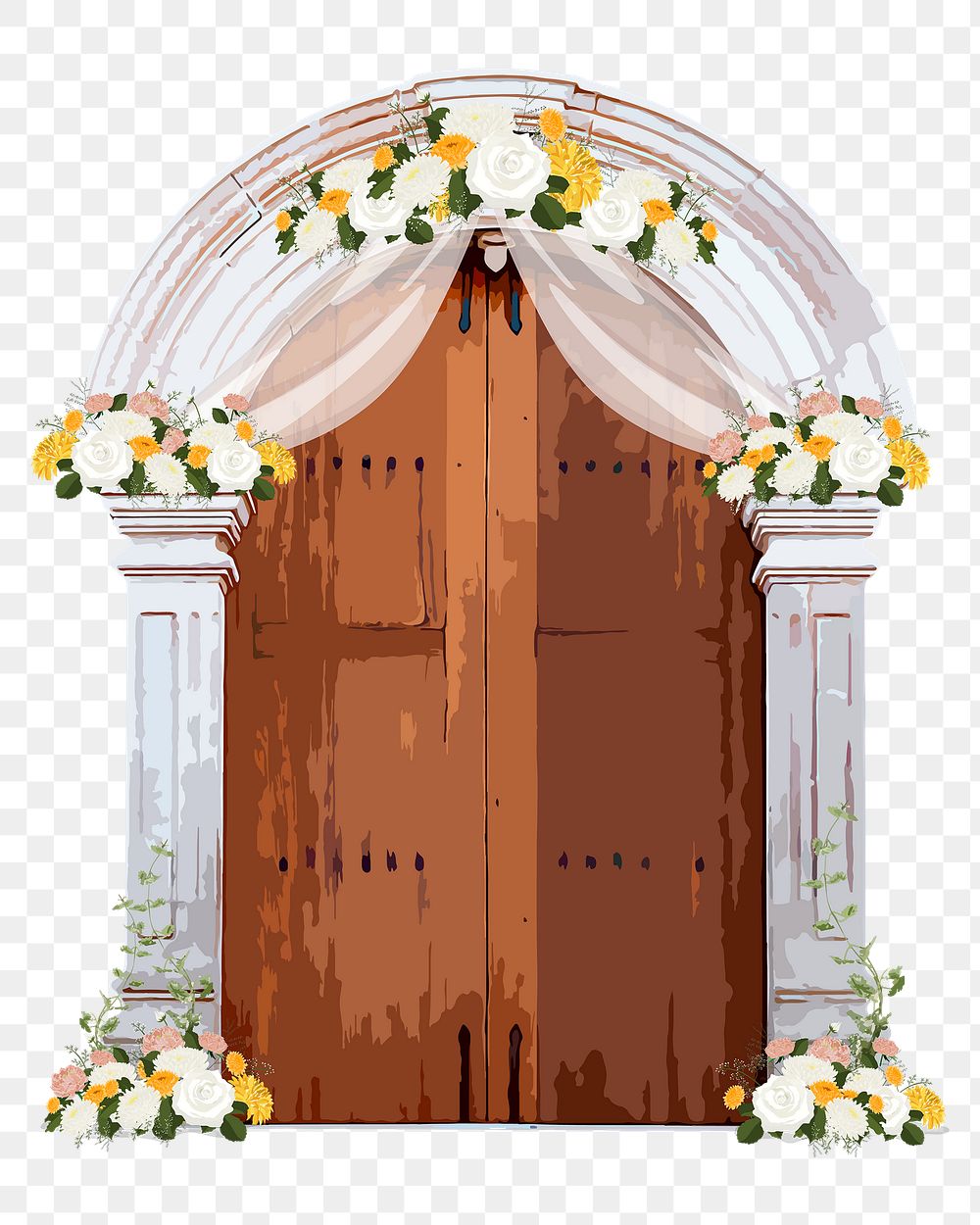 Wedding church door png clipart, aesthetic illustration