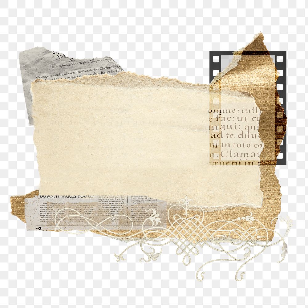 Vintage scrap collage png with film ephemera