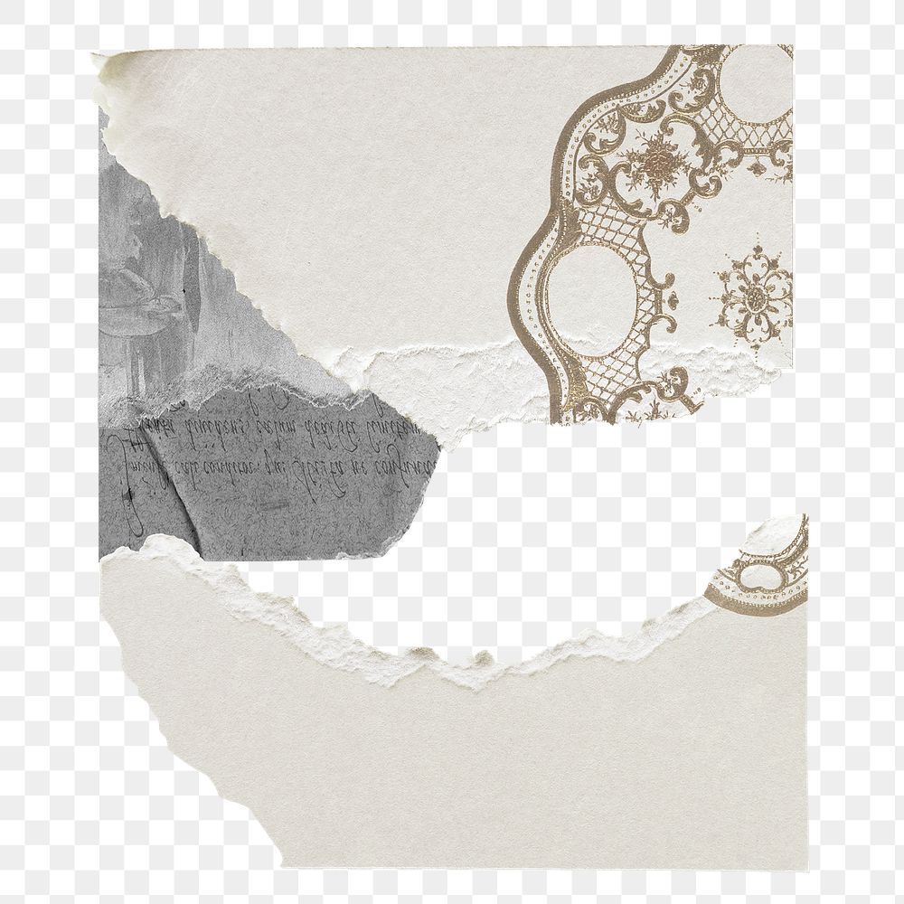Ripped vintage paper png, transparent background