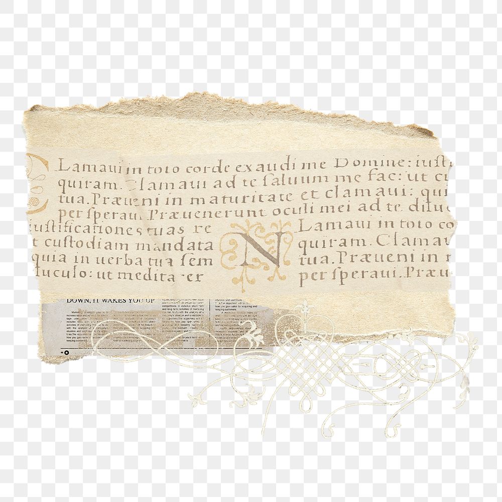 Vintage newspaper scrap png, transparent background 