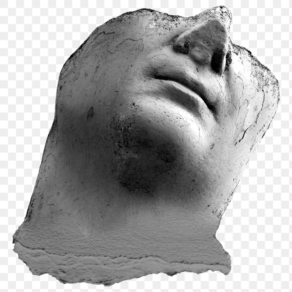 Statue face png sticker, ripped paper transparent background