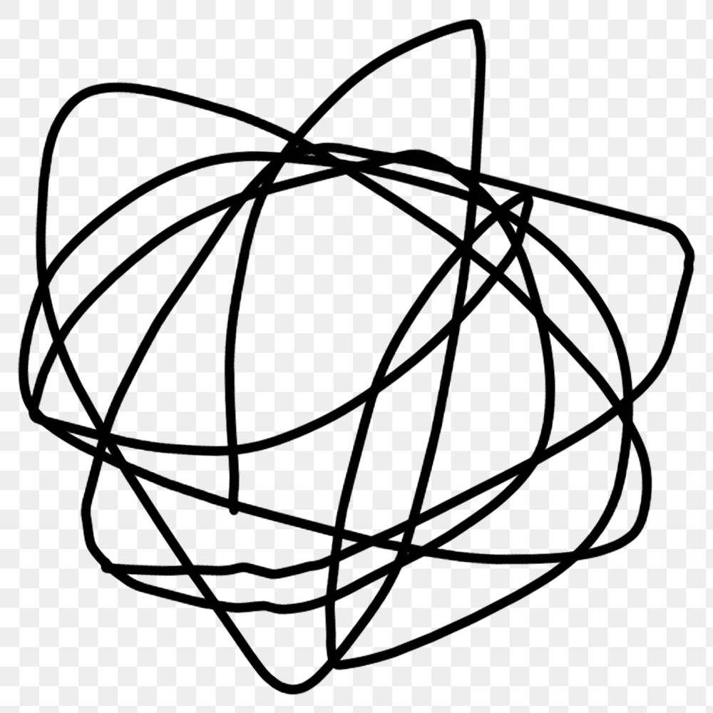 Messy line png sticker, squiggle transparent background