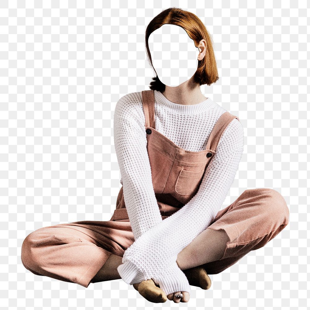 Empty face png sticker, woman transparent background