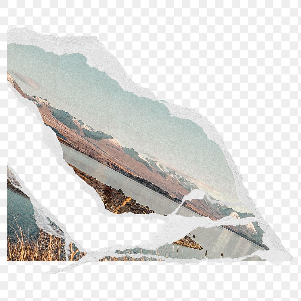 Ripped paper png sticker, landscape transparent background