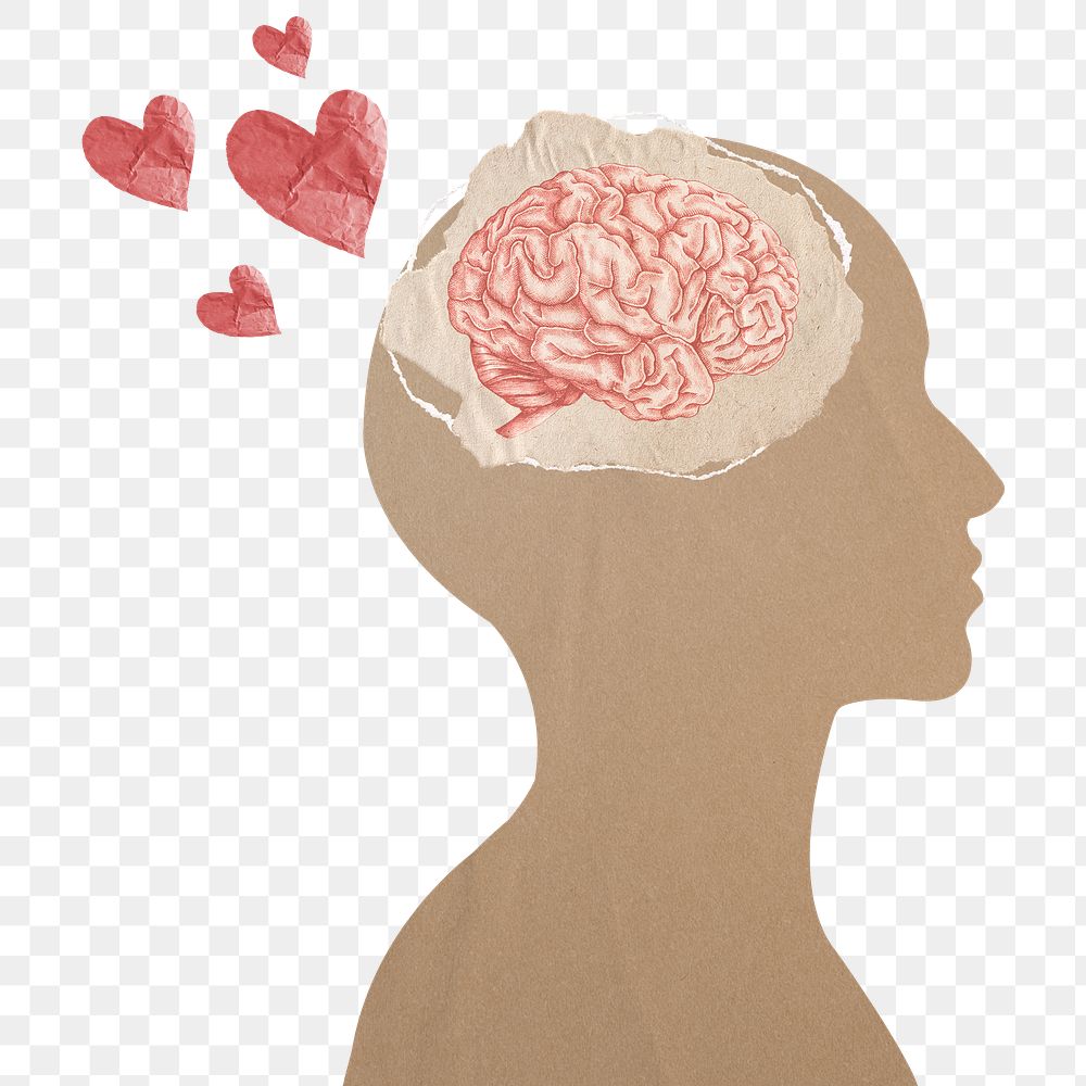 Brain head png sticker, self love transparent background