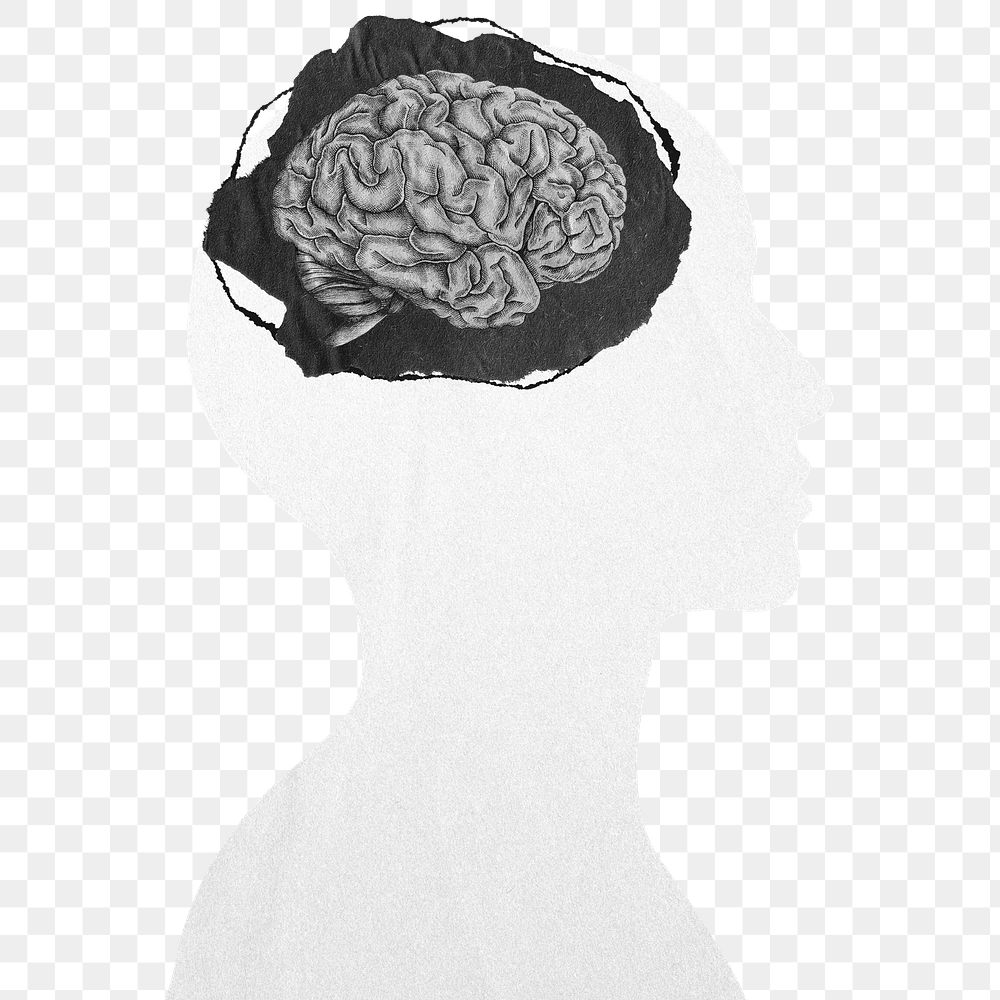 Brain head png sticker, mental health transparent background