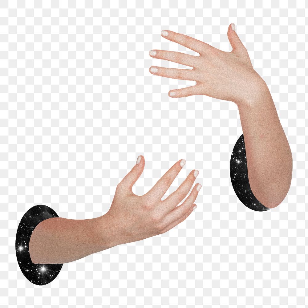 Arms reaching png sticker, transparent background