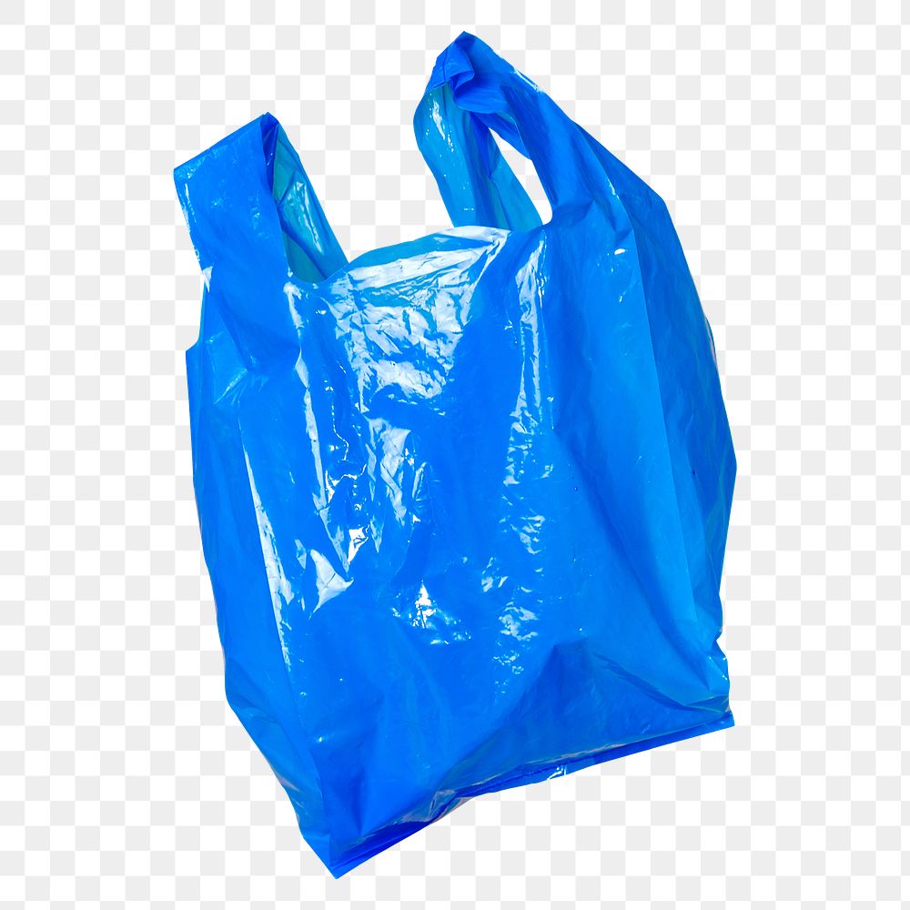 Blue plastic bag png sticker, environment & trash, transparent background