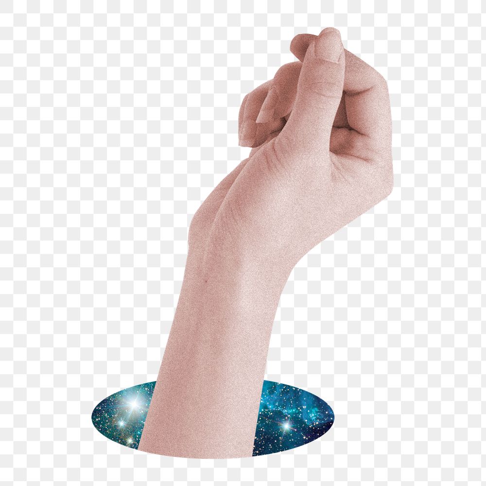 Closed hand png surreal sticker, transparent background