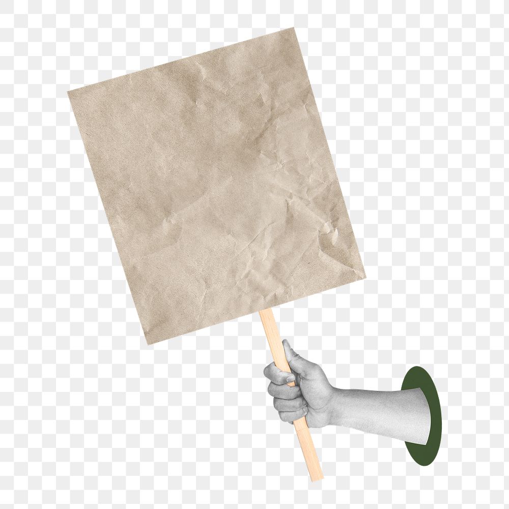 Protester holding sign png sticker, mixed media, transparent background