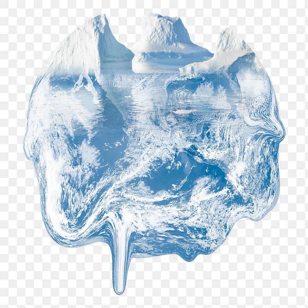 Antarctica melting png sticker, global warming, transparent background 