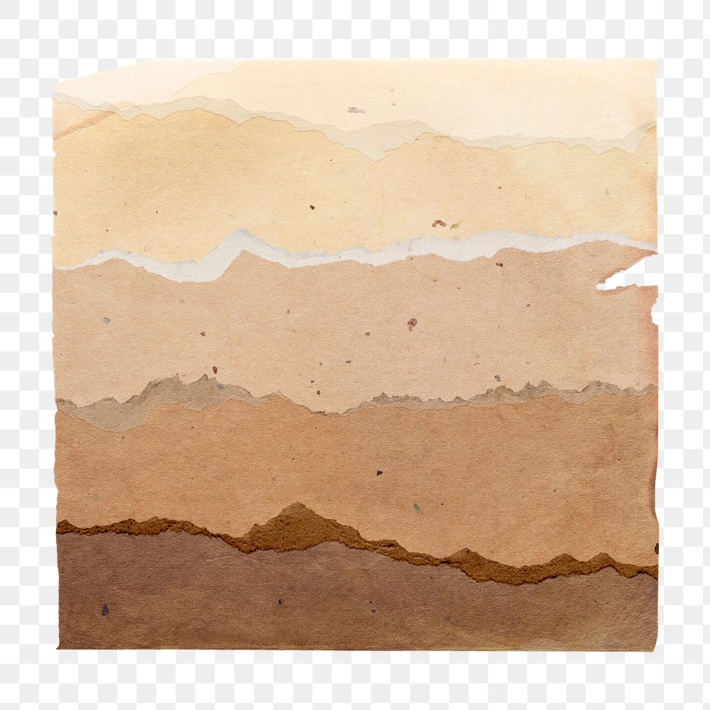 Png brown paper sticker, textured shape, transparent background