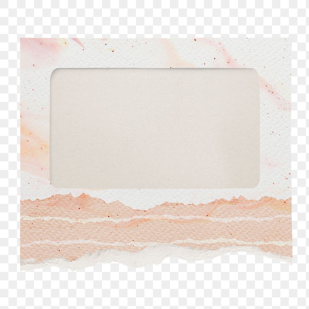 Png aesthetic ripped paper frame, copy space, transparent background