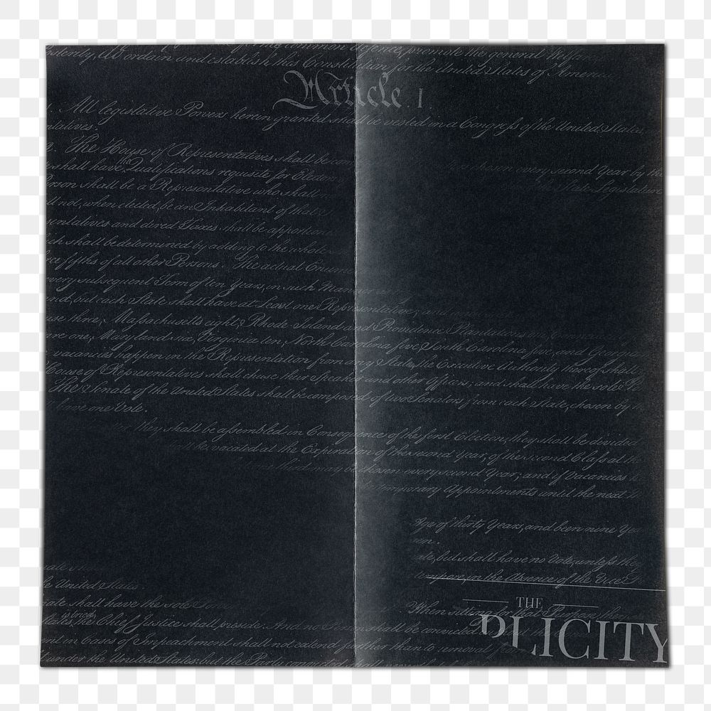Black bifold brochure png, transparent background