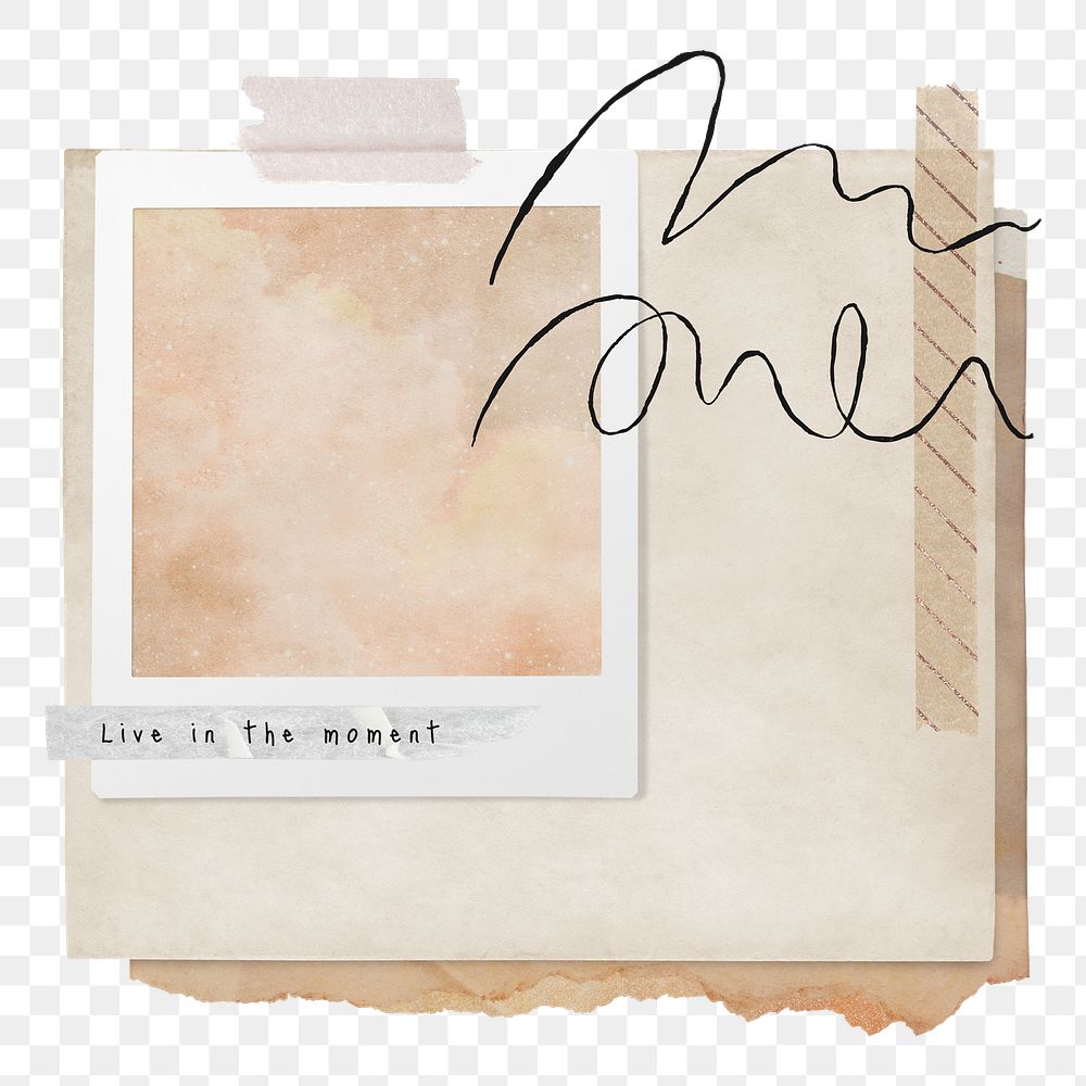 Png aesthetic instant photo frame collage element, transparent background