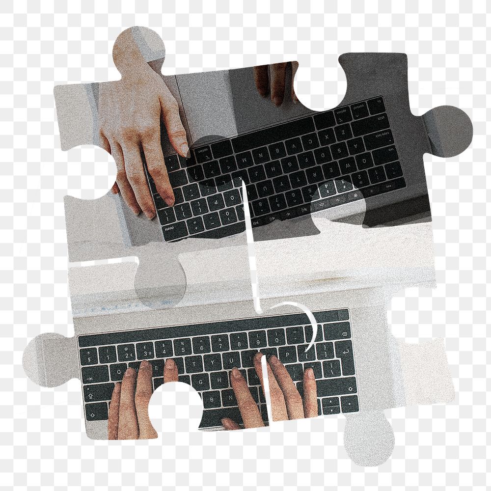 Teamwork jigsaw png collage element on transparent background