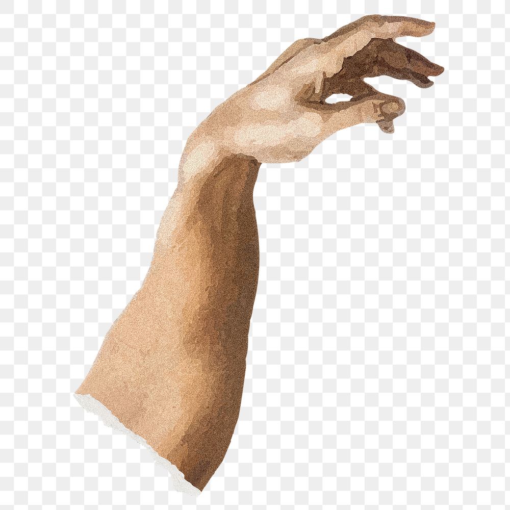 Hand reach gesture png on transparent background