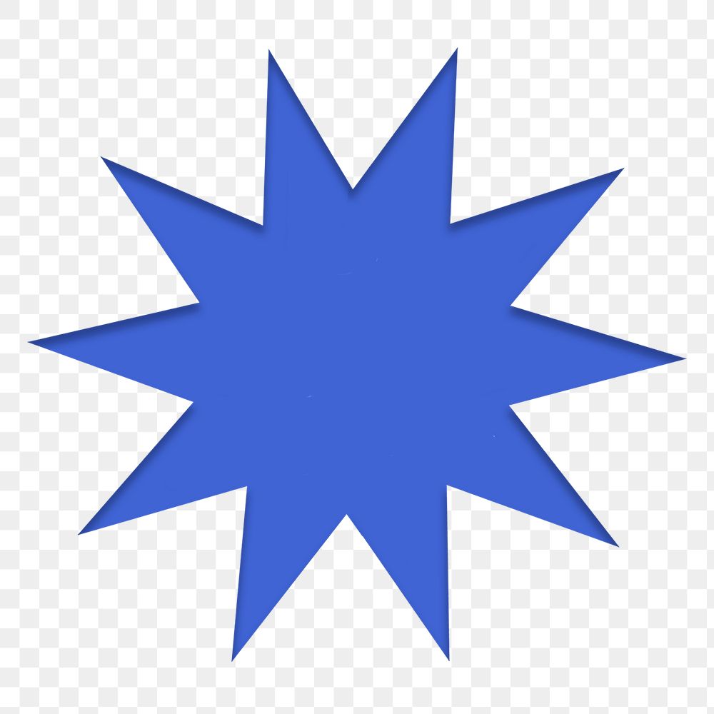 Blue star shape png, paper collage element on transparent background