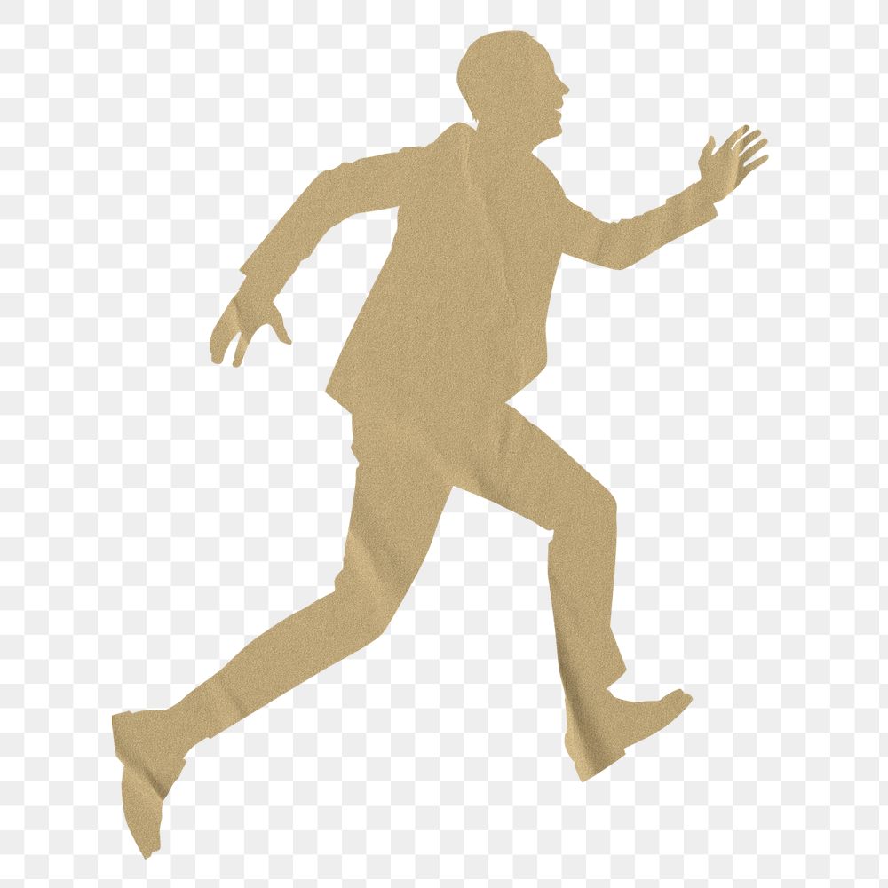 Man running png, paper craft collage element on transparent background