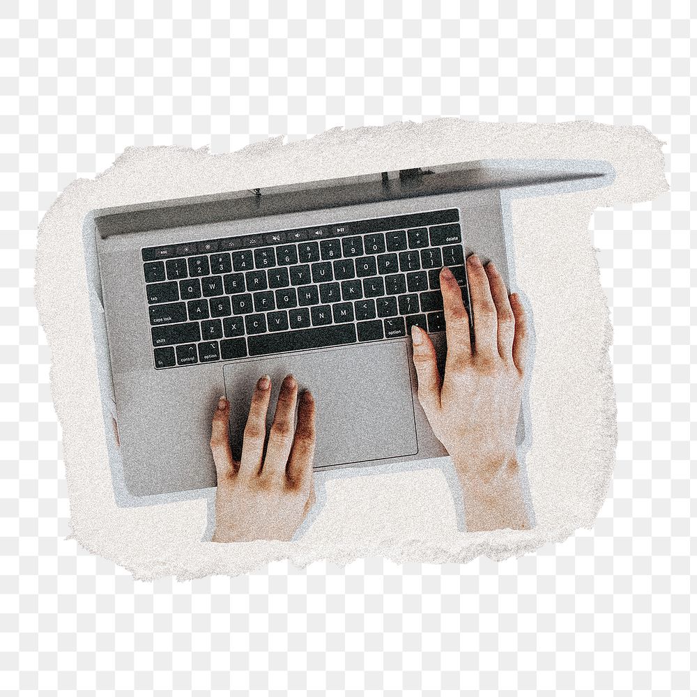 Working on a laptop png on transparent background