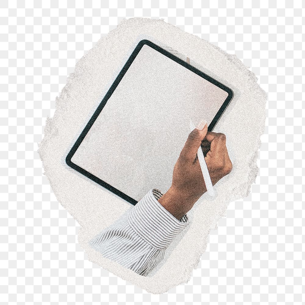 Writing on a tablet png on transparent background