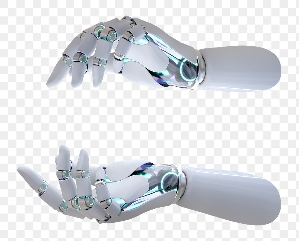 White robot hand png sticker, futuristic technology, transparent background