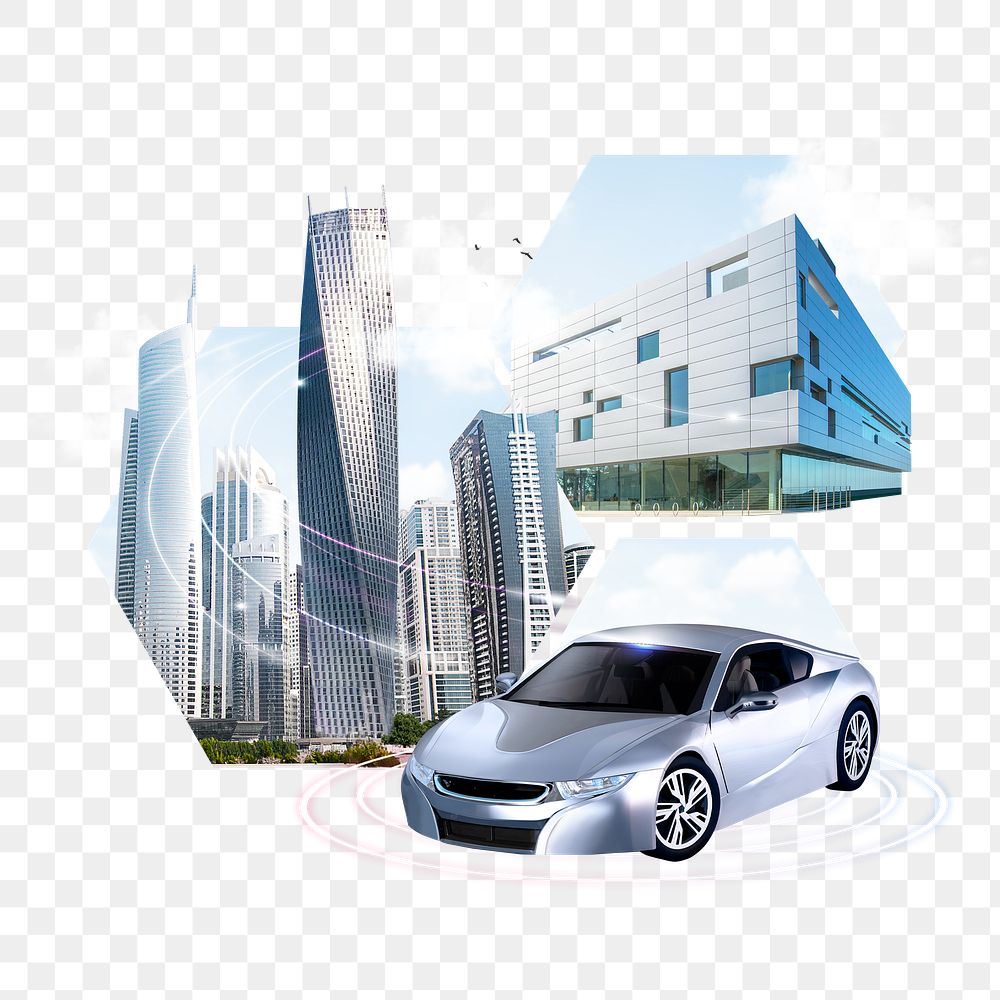 Driverless car png sticker, automotive technology, transparent background