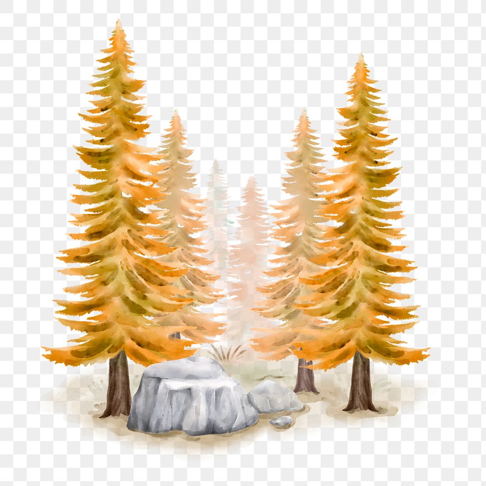 Autumn forest png watercolor nature sticker, transparent background