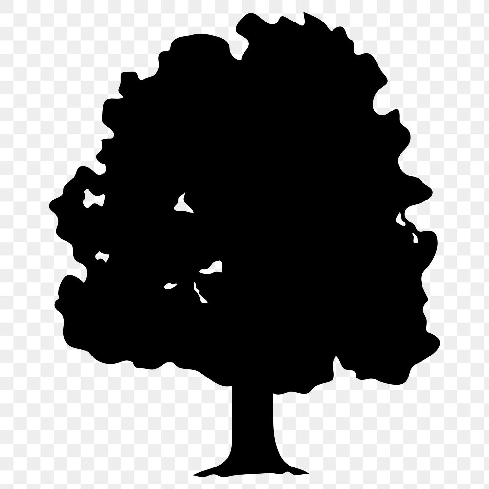 PNG oak tree silhouette, plant collage element, transparent background